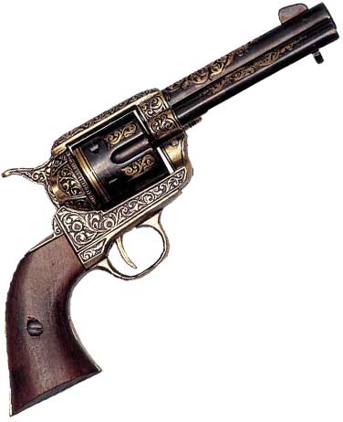 376x462 Western Fast Draw Pistol Gold Engraved