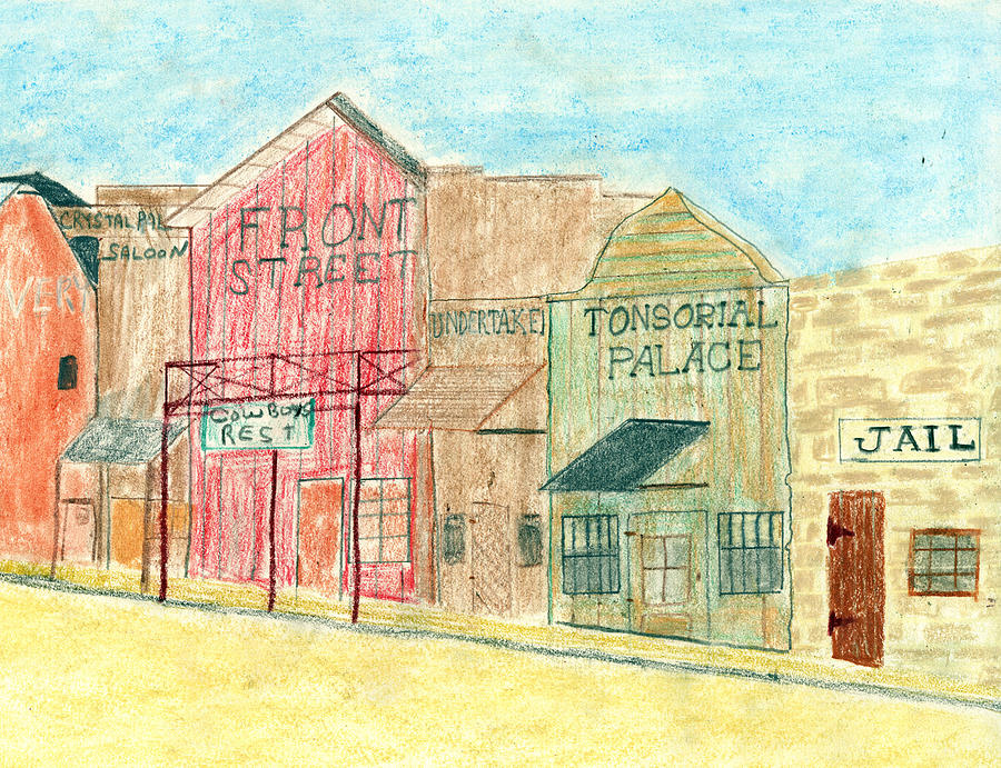 900x691 Town Drawing By John Hoppy Hopkins