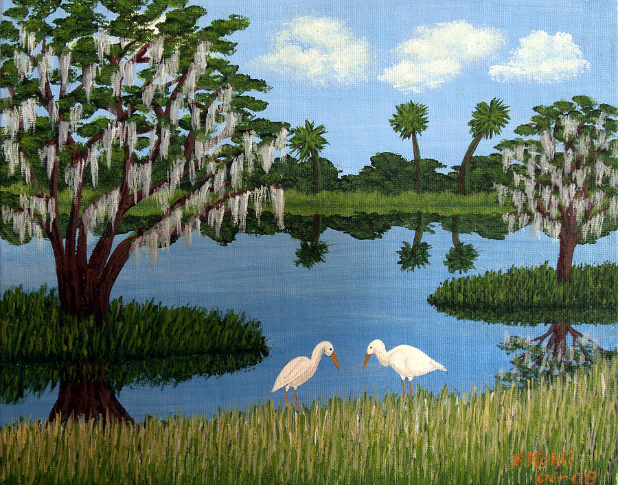 900x706 Florida Wetlands Painting By Frederic Kohli