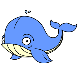 250x250 Cartoon Whale Step By Step Drawing Lesson