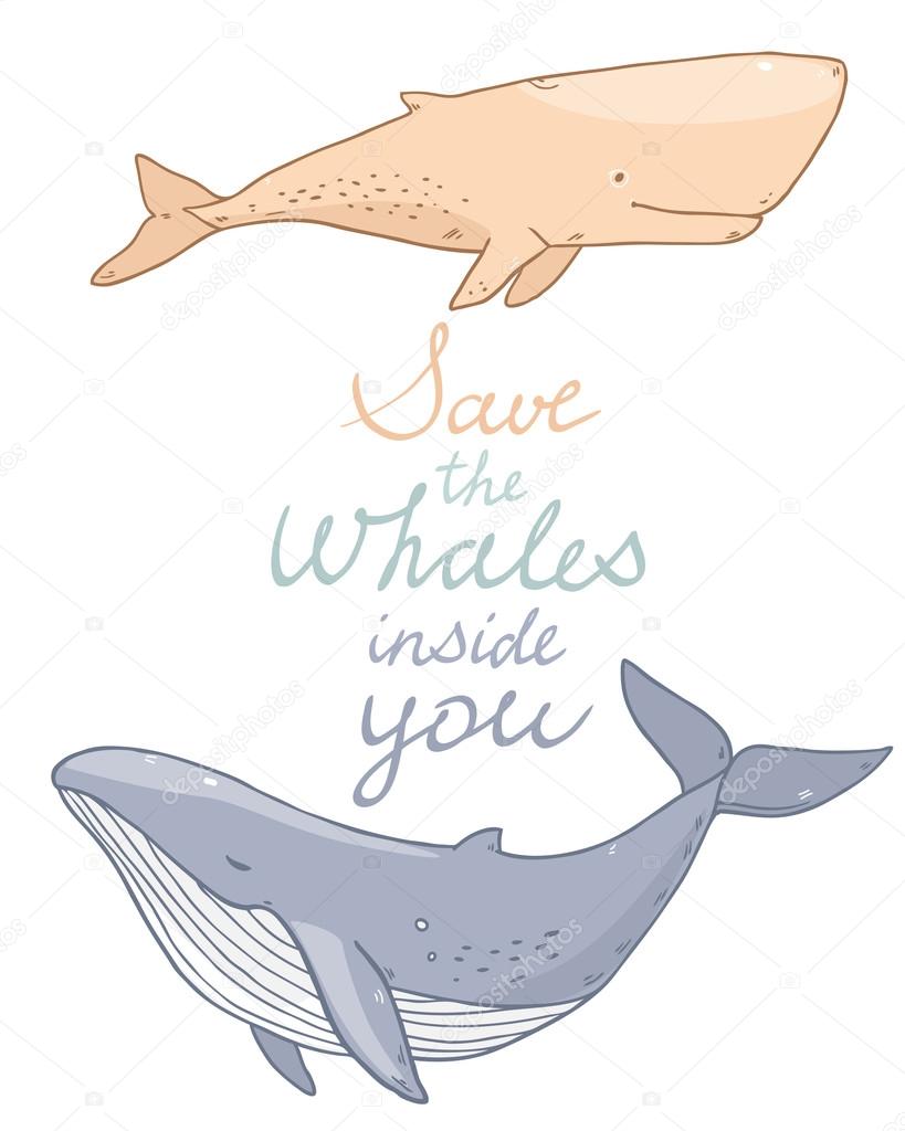 819x1024 Cute Cartoon Drawing Sea Life Whales Stock Vector Lunter
