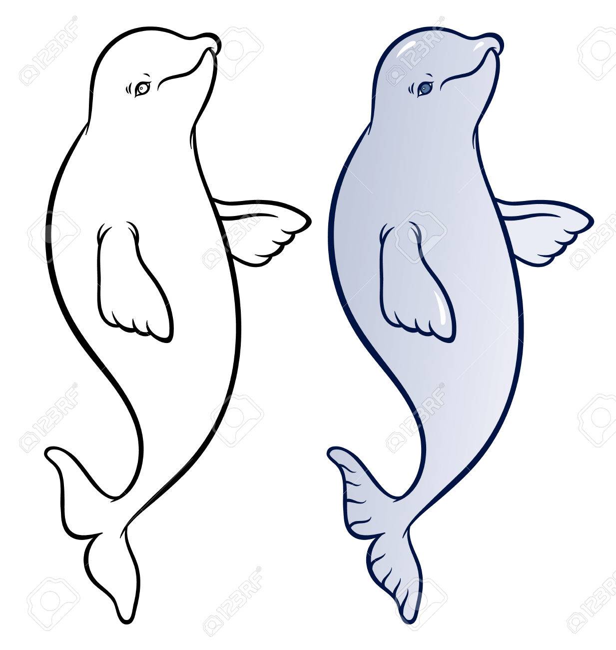 1233x1300 Unusual Cartoon Beluga Whale Happy Smiling Vector Hand Drawing