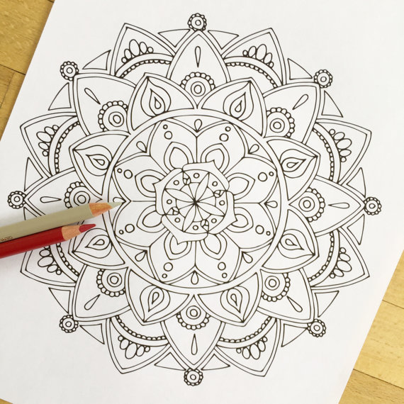 570x570 Mandala Harmony Hand Drawn Adult Coloring Page