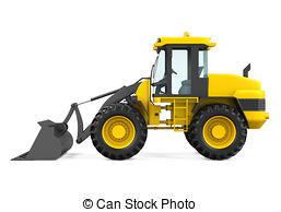 257x194 Wheel Loader Bulldozer Isolated On White Background. 3d Drawing