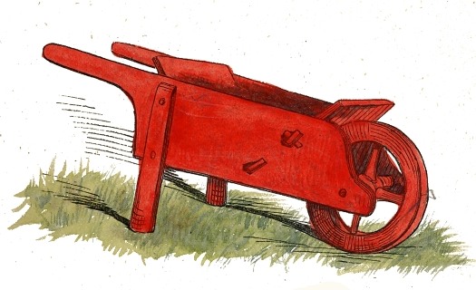 525x320 Red Wheelbarrow Drawing
