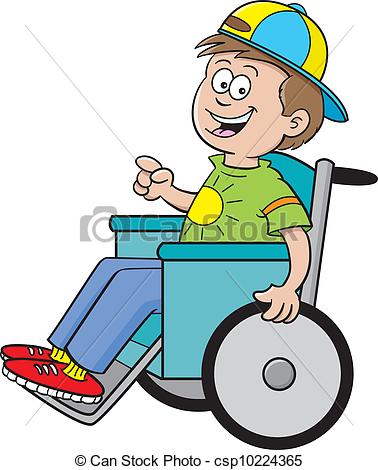 378x470 Cartoon Illustration Of A Boy In A Wheelchair Clip Art Vector