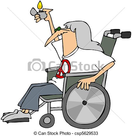 450x464 Old Hippy In A Wheelchair. This Illustration Depicts An Old