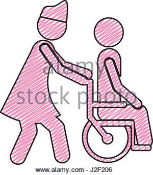 300x344 Color Pencil Drawing Of Wheelchair Icon Stock Vector Art