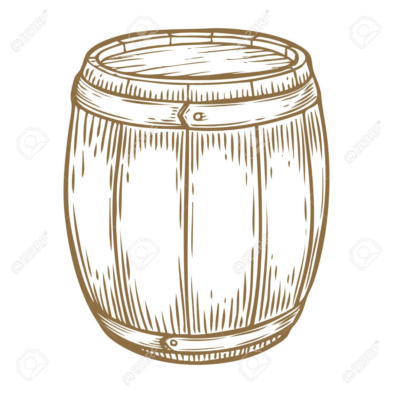 1300x1300 Wooden Craft Beer, Whiskey, Wine Alcohol Barrel. Brown Vintage