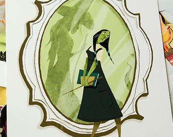 340x270 Witch Drawing Print Etsy