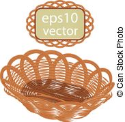 183x179 Wicker Basket With Flowers Vector Drawing On Brown Eps Vectors