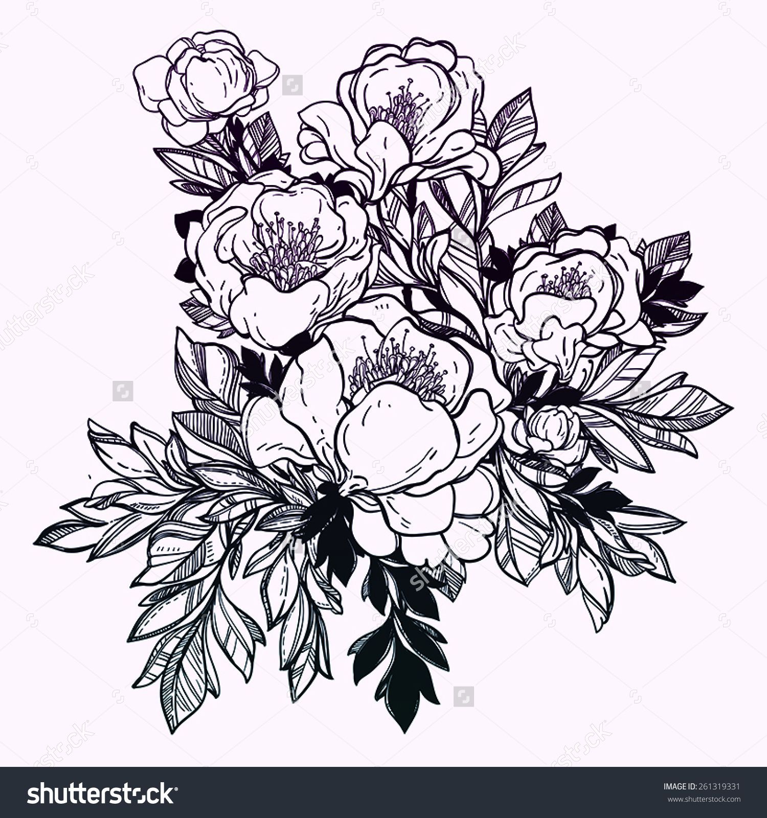 1500x1600 Vector Flowers Vintage Hand