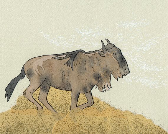 570x454 Search Wildebeest Print By Sadlyharmless On Etsy (Art