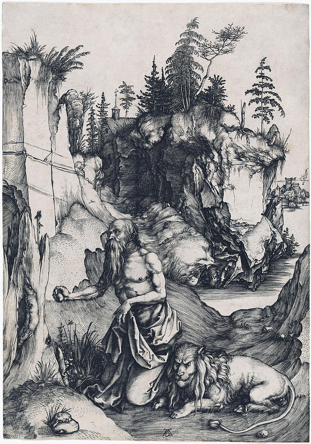 630x900 Saint Jerome Penitent In The Wilderness Drawing By Albrecht Durer