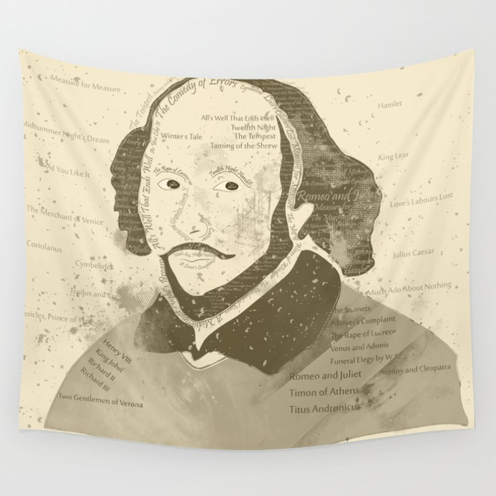 700x700 Portrait Of William Shakespeare Hand Drawn Vintage Wall Tapestry