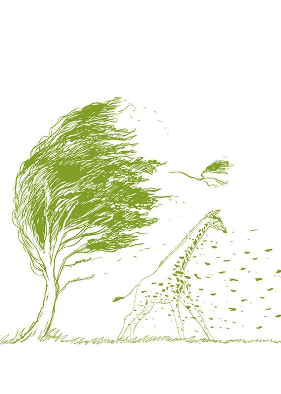 570x798 Wild Wild Wind Giraffe Wind Blow Tree By Yeohghstudio On Etsy