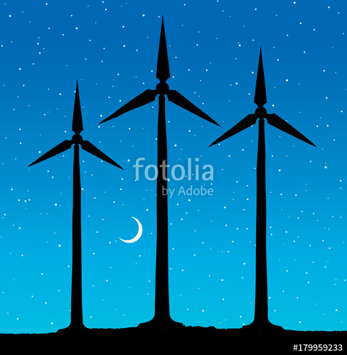488x500 Wind Power Plant. Vector Drawing Stock Image And Royalty Free
