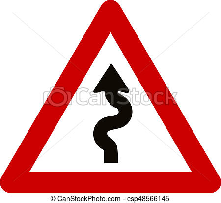 450x413 Warning Sign With Winding Road Symbol Drawing