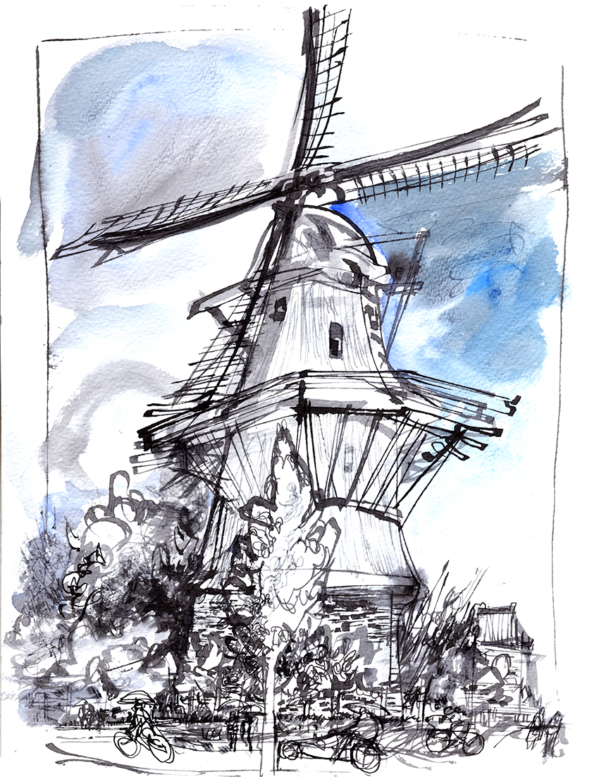 850x1102 Dutch Windmill Pen Amp Ink