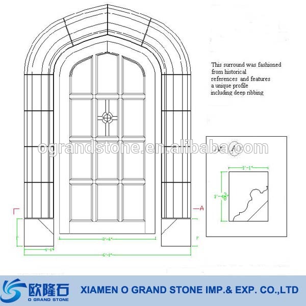 600x600 French Decorative Window Frames Natural Granite Stone Window Frame