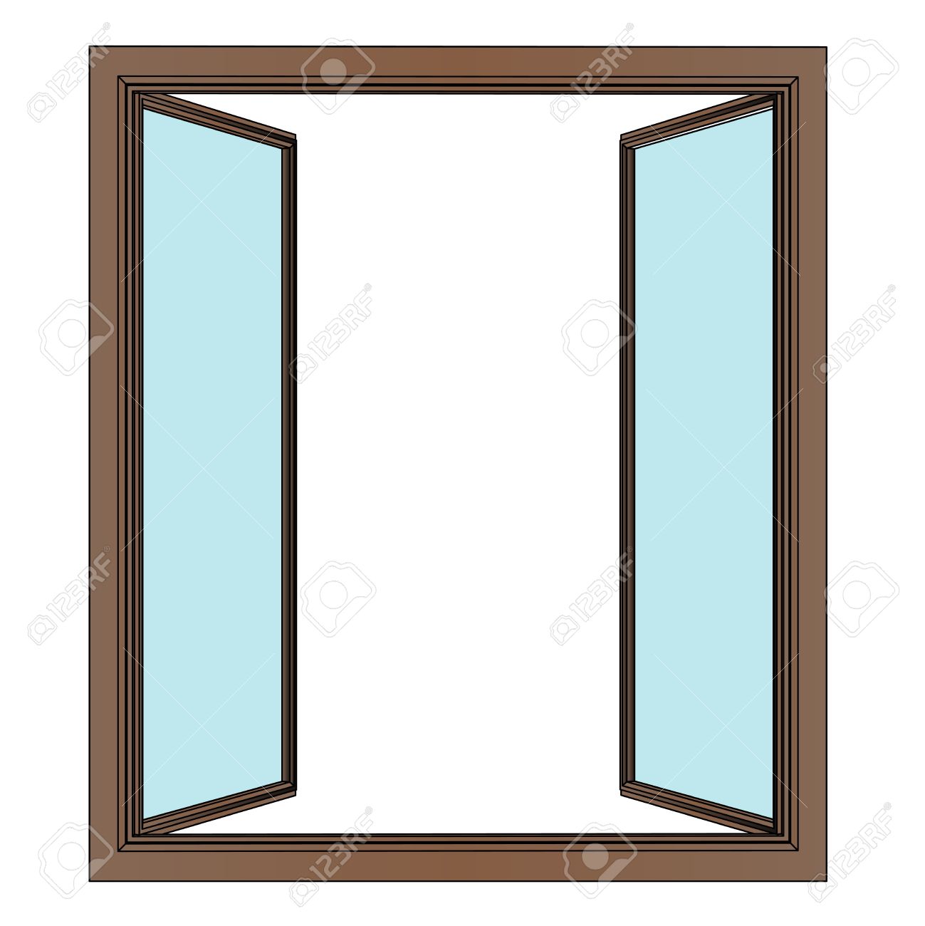 1299x1300 Opened Window To Interier Vector Drawing Illustration Royalty Free
