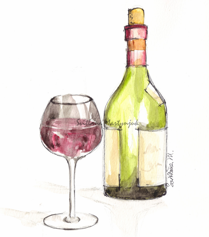881x1000 Images For Gt Wine Bottle And Glass Drawing Logo