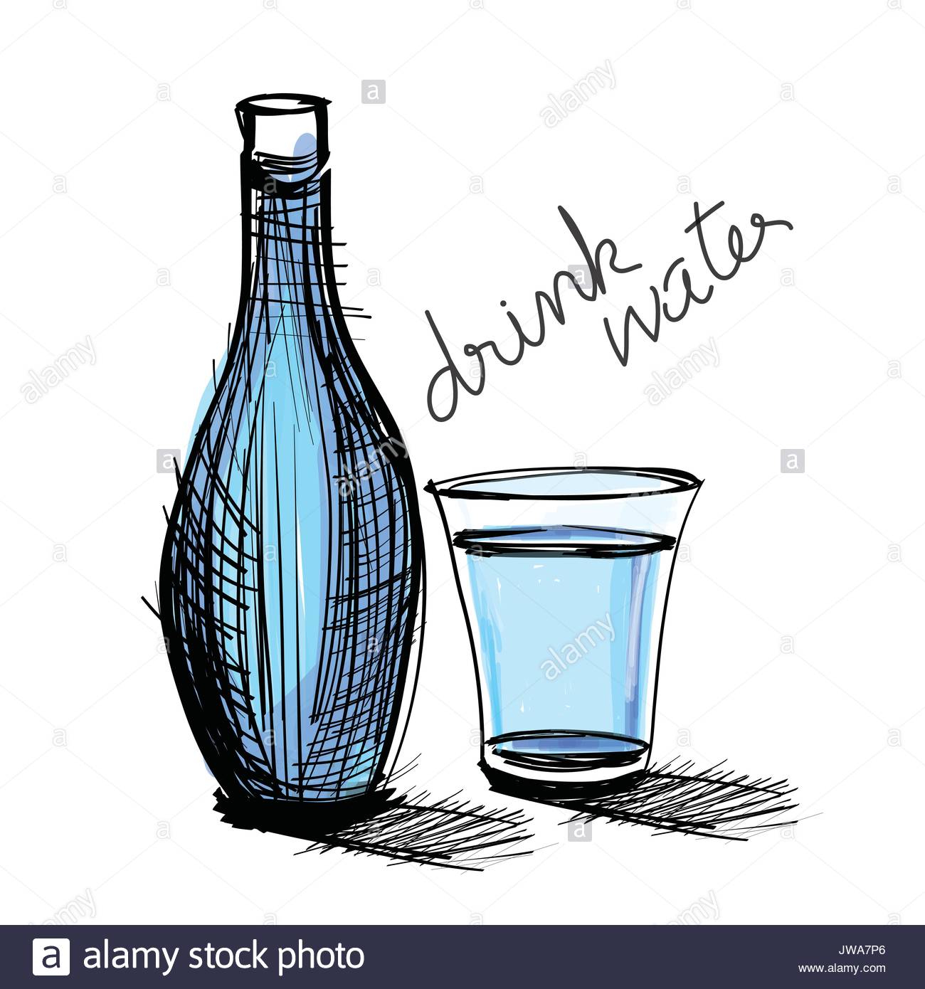 1300x1390 The Abstract Of Water Drink In Bottle And Glass. Rough Drawing