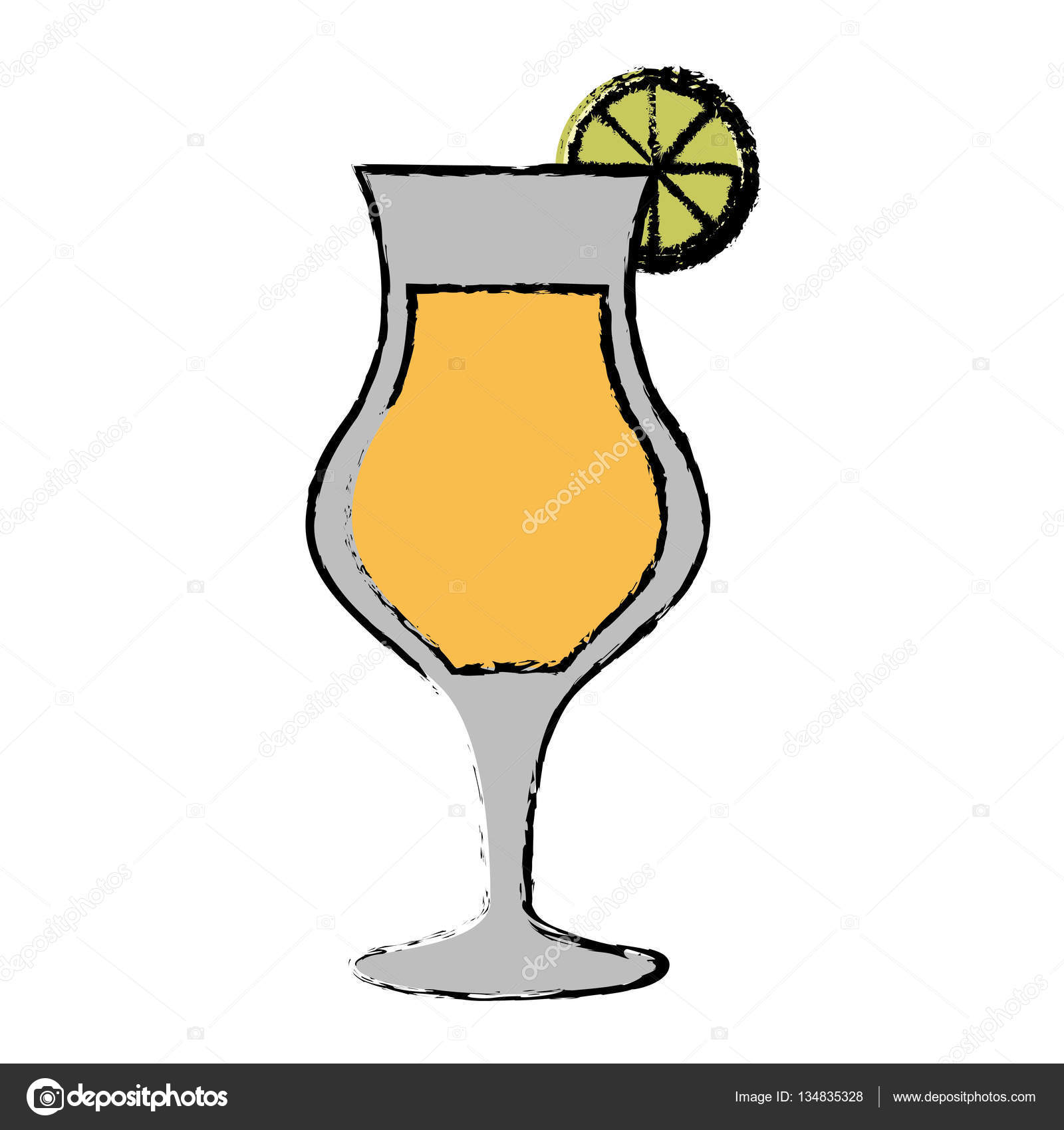 1600x1700 Drawing Cocktail Glass Cup Lime Alcoholic Beverage Stock Vector