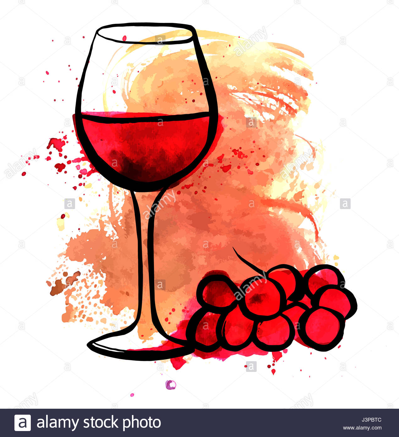 1270x1390 A Drawing Of A Glass Of Red Wine With Grapes And Splashes Of Paint