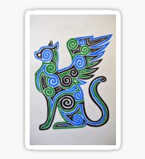 210x230 Winged Cat Drawing Stickers Redbubble