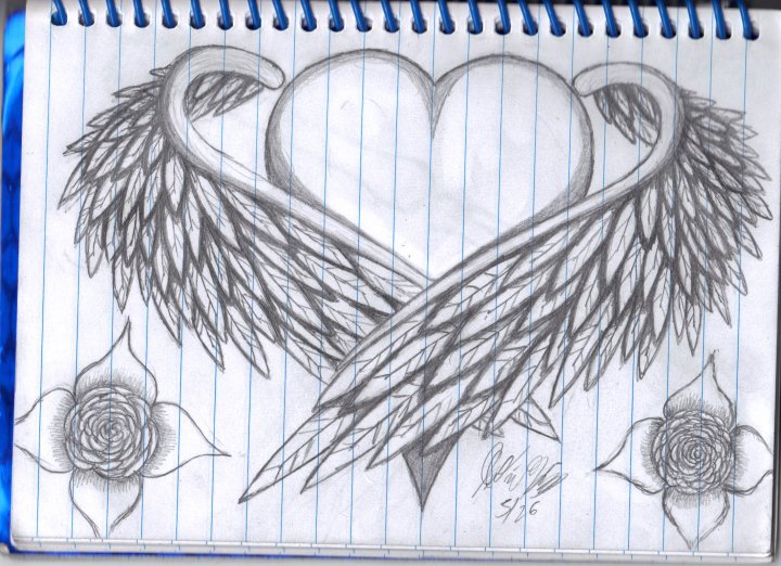 720x522 Sketches Of Hearts With Wings Heart With Wings By Whitefirebird