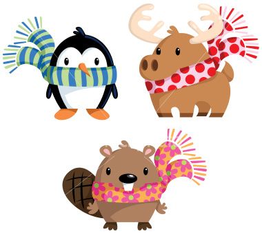 380x343 Winter Animals Drawing