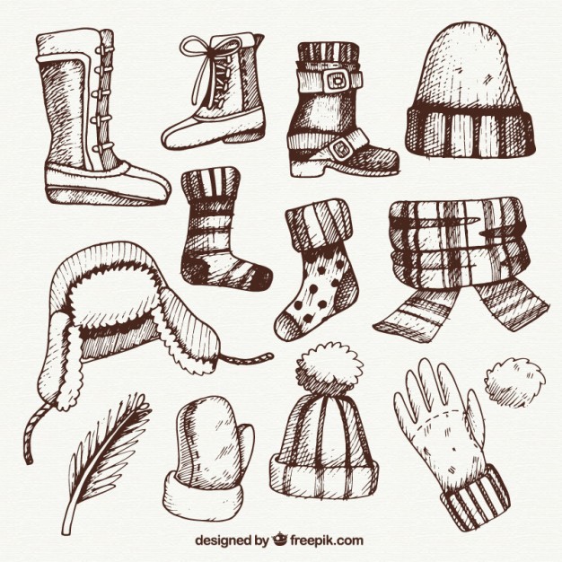 626x626 Hand Drawn Winter Clothes Pack Vector Free Download