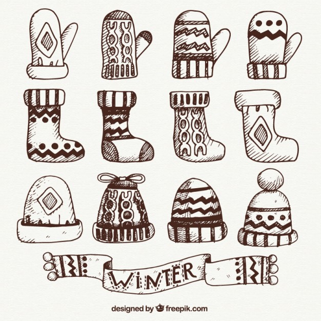 626x626 Sketch Winter Clothes Collection Vector Free Download