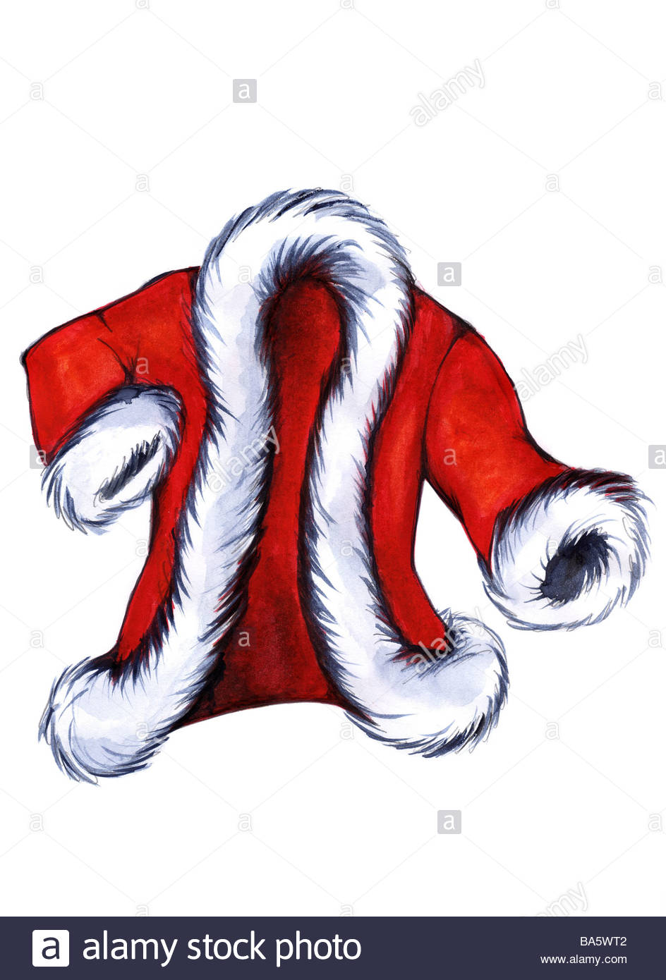 944x1390 Illustration Jacket Red Fur Collars Watercolor Drawing Winter Coat