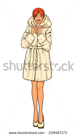 265x470 Girl Big Coat Drawing Watercolor