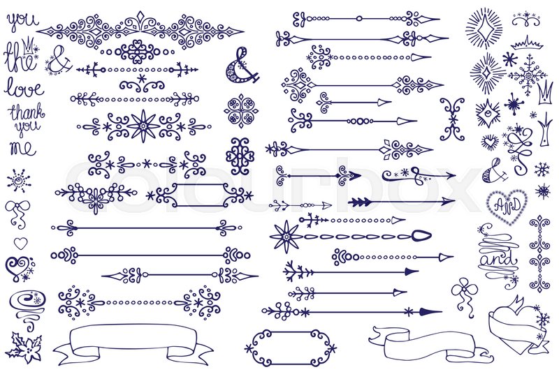 800x533 Doodles Border,arrows,hearts,crown,love Decor Elements Set.for