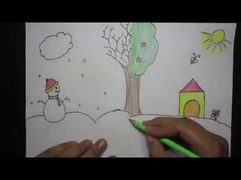480x360 How To Draw Winter And Summer Season For Kids Sunrise Kids