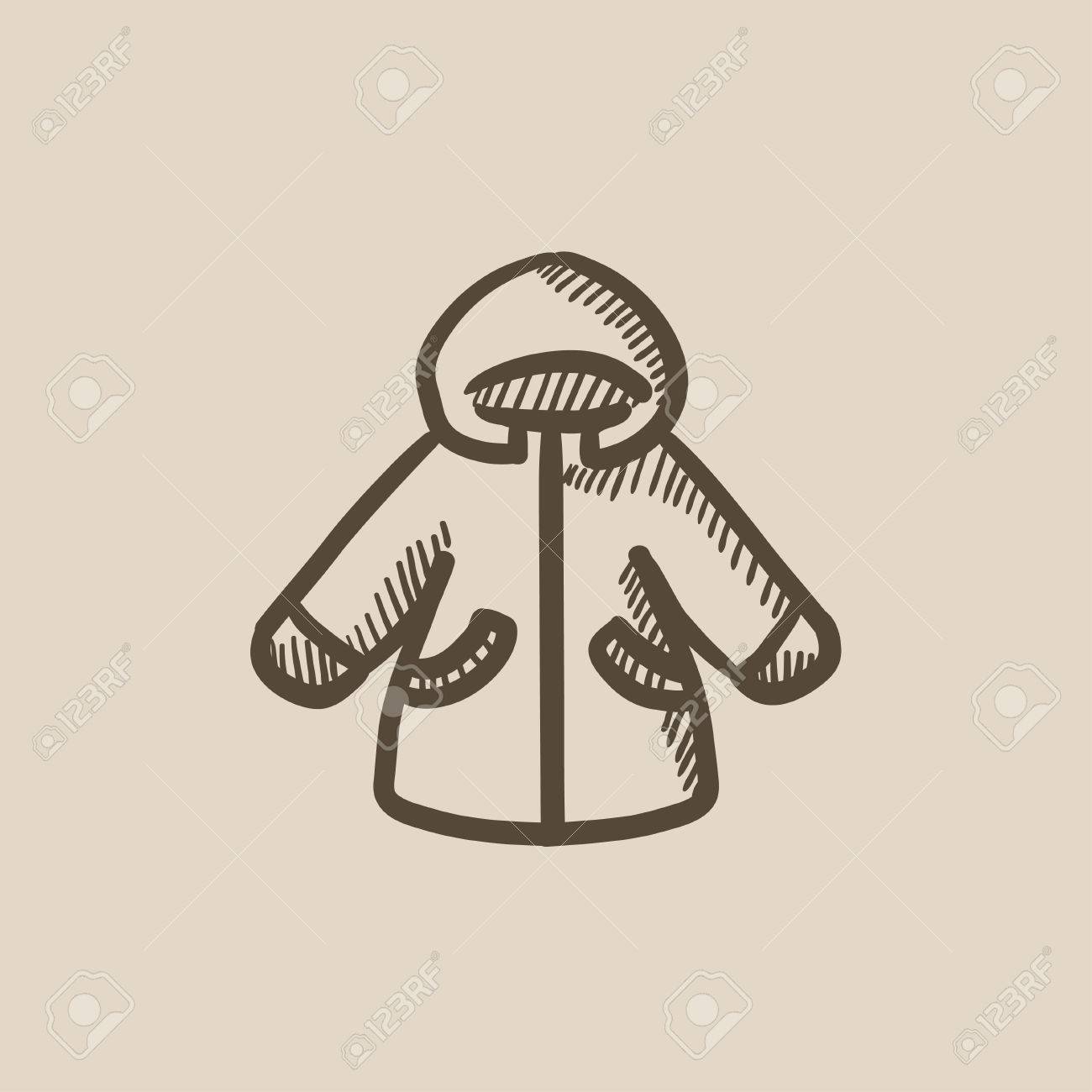1300x1300 Winter Jacket Vector Sketch Icon Isolated On Background. Hand