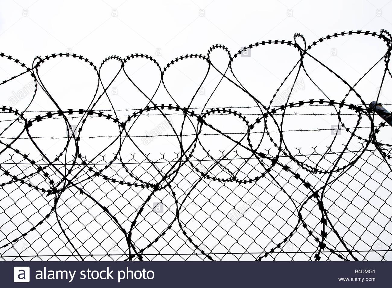 1300x956 Razor Wire And Fence Silhouette Uk Stock Photo 19970497
