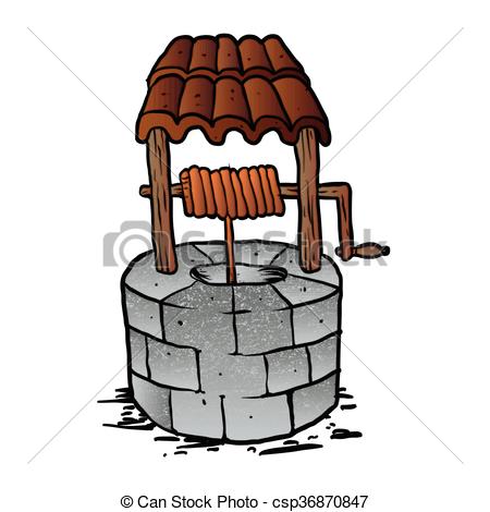 450x470 Cartoon Wishing Well.vector Illustration Eps Vector