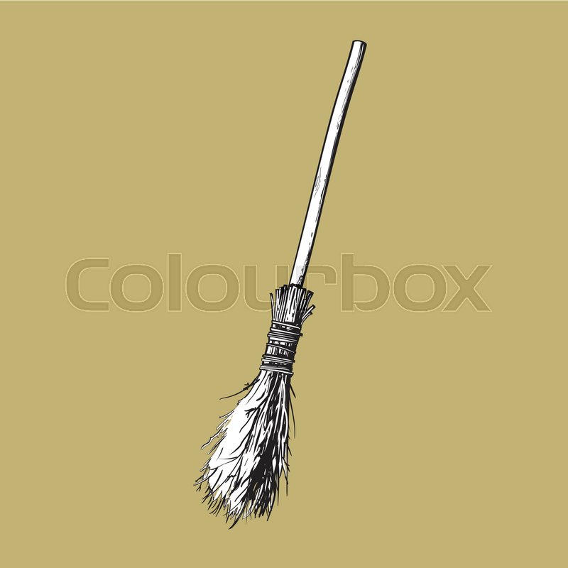 800x800 Single Old Twig Broom, Broomstick, Traditional Halloween Symbol