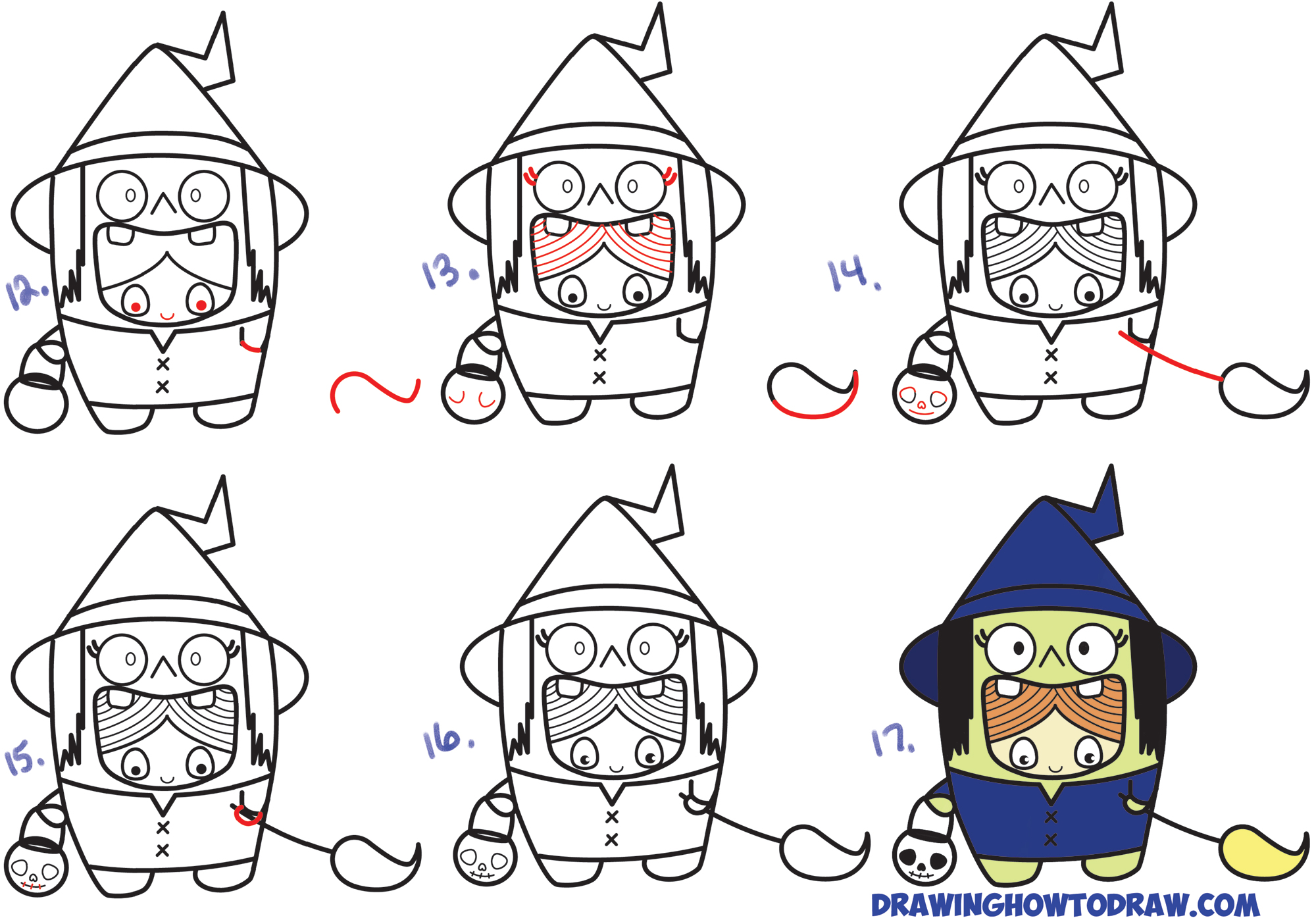 2000x1395 How To Draw A Kid In A Halloween Witch Costume (Cute Kawaii) Easy