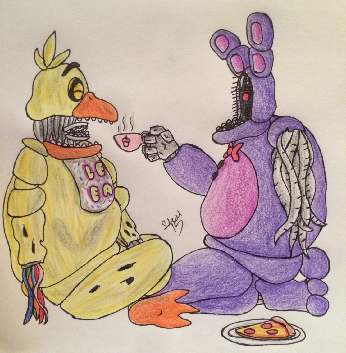 1114x1136 Tea Time! Cute Withered Bonnie And Chica Drawing I Threw Together