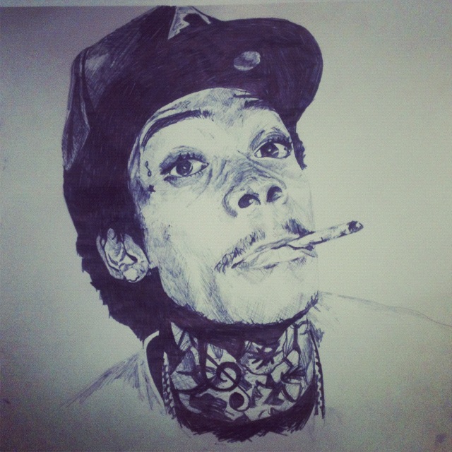 640x640 Wiz Khalifa, Biro Portrait Drawing Drawings