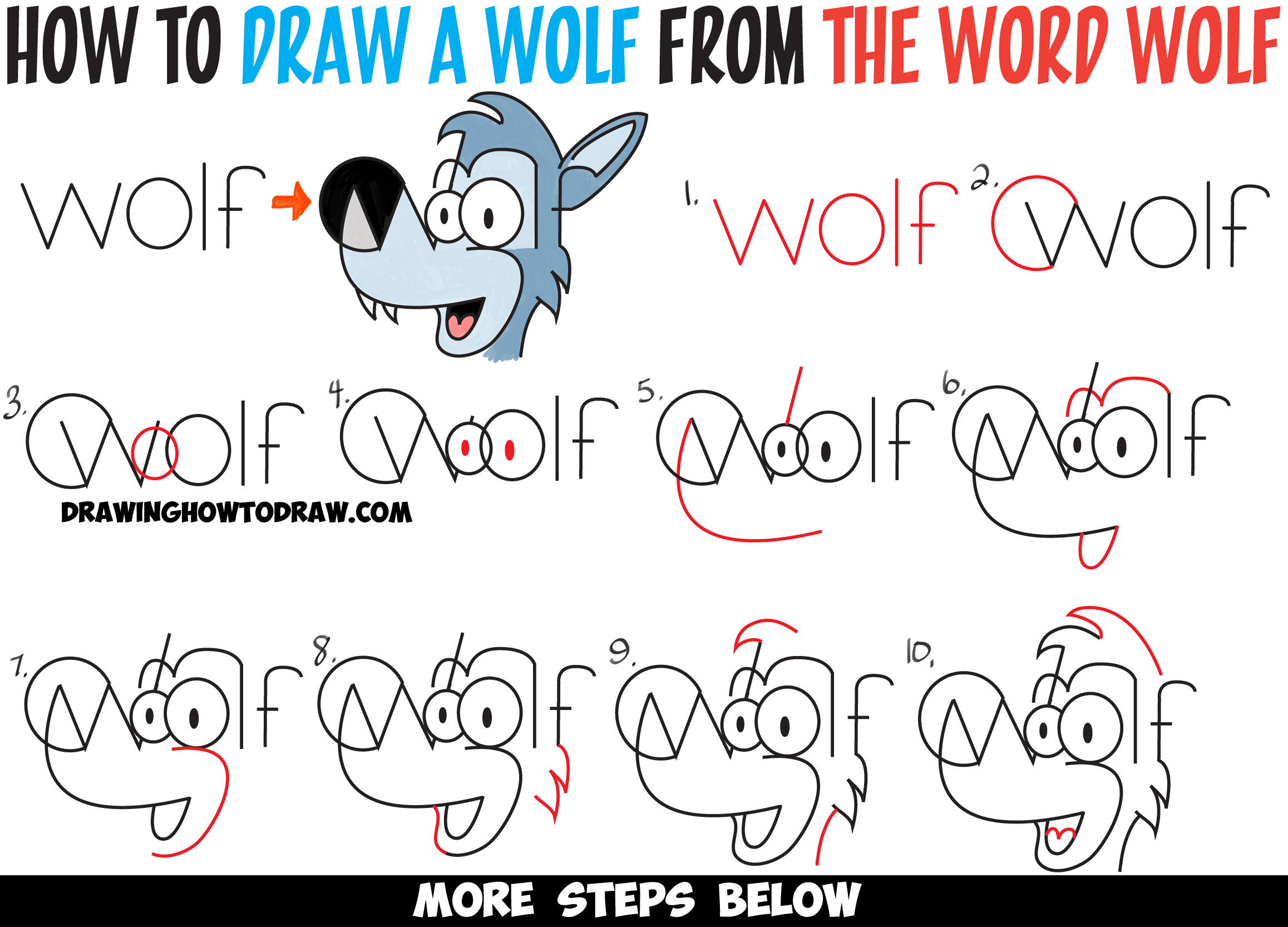 2315x1666 How To Draw Cartoon Wolves From The Word Wolf Easy Steps Drawing
