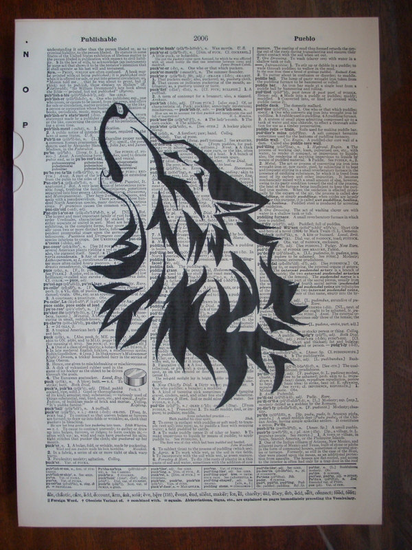 600x800 Wolf Doodle Drawing