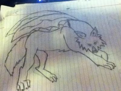 400x300 Wolf Drawing With Wings