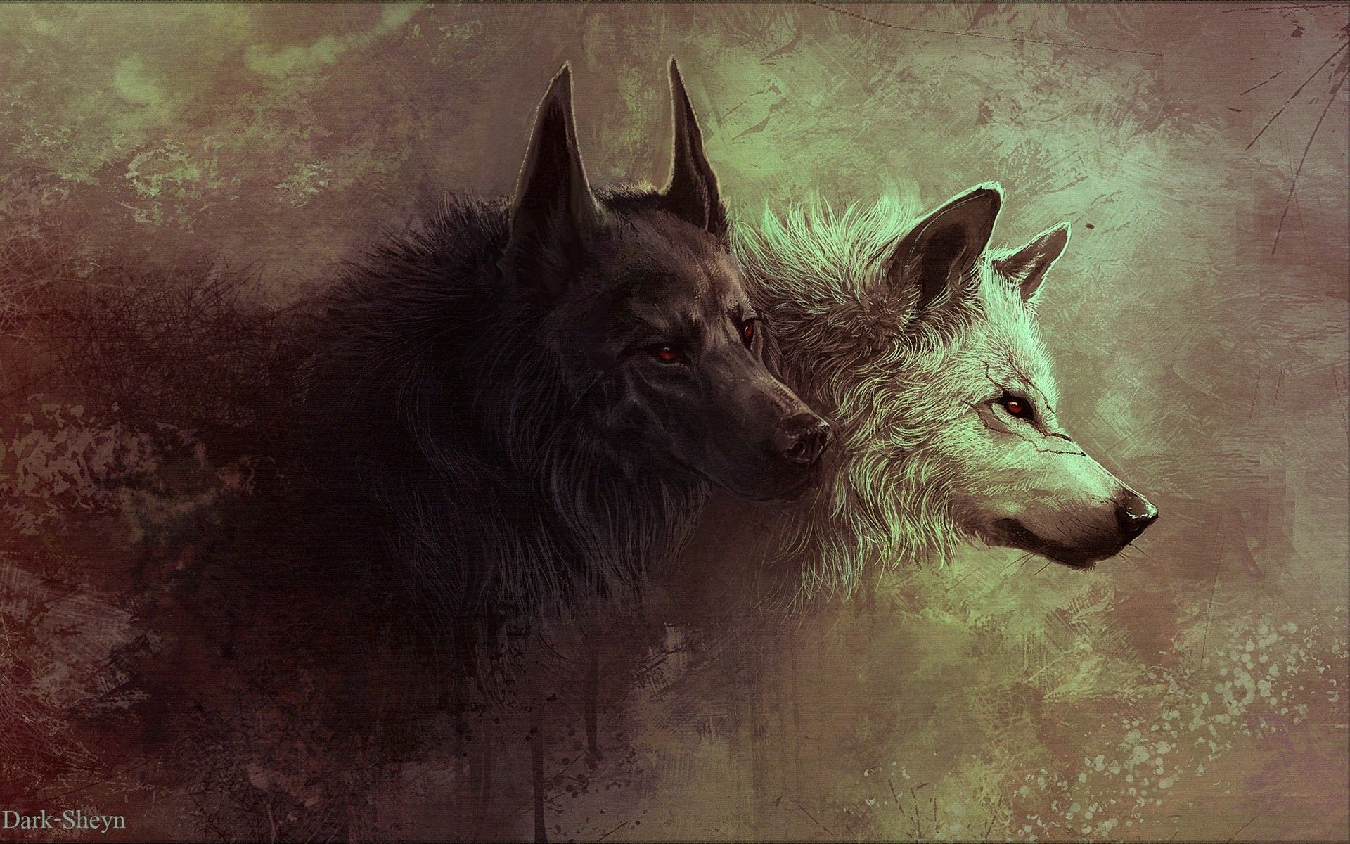 1920x1200 Wolves Artwork Drawing Artwork Wallpaper