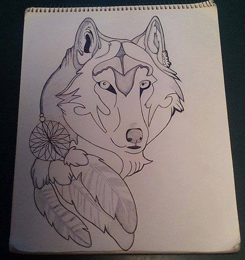 480x509 March Contest Entry Wolf And A Dream Catcher